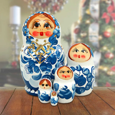 Ladybug Matreshka Nesting Hand-Painted Doll Set of 5 by G. DeBrekht - Christmas Decor - 140080