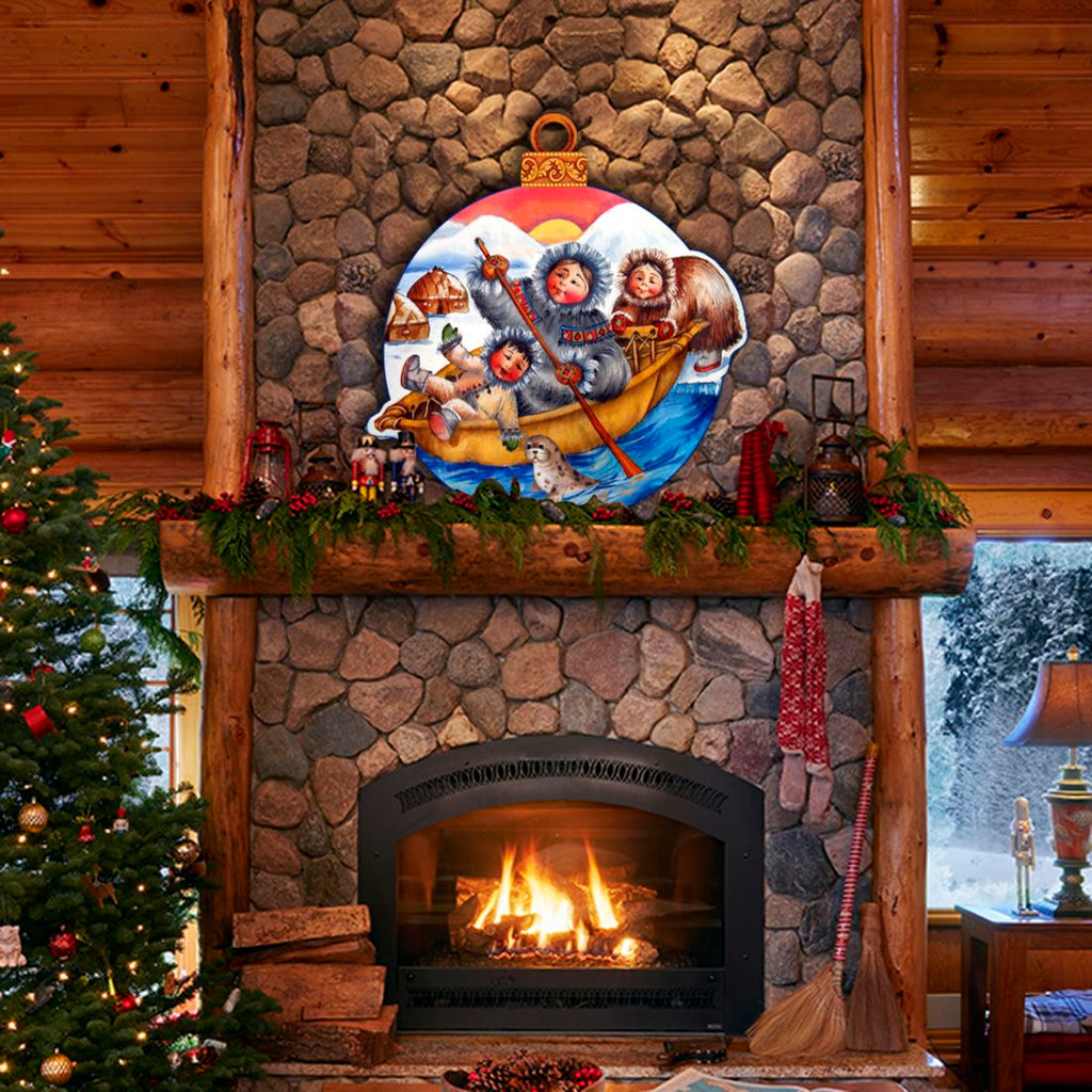 North Pole Santa Christmas Door Decor by G. DeBrekht - Christmas Santa Snowman Decor - 8117418H