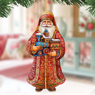 Santa's Miniature Holiday Express Wooden Ornaments by G. Debrekht - Christmas Santa Snowman Decor - 8691417
