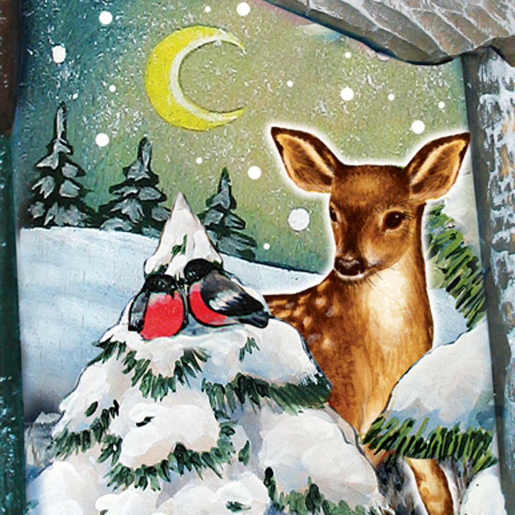Santa Peaceful Fawn Hand-Painted WOODCARVED Masterpiece by G. DeBrekht - Wildlife Holiday Decor - 8215946