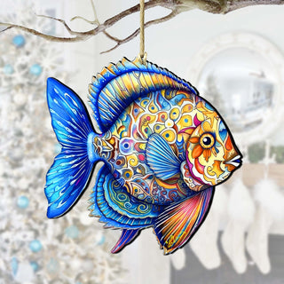 Nautical Christmas Ornaments - Oceanic Opal Fish Wooden Ornaments by G. Debrekht Coastal Holiday Decor - 8688302