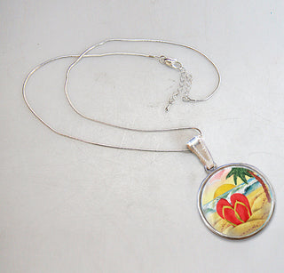 Flip Flops Silver-Plated Mother of Pearl Jewelry Pendant Necklace - 44055