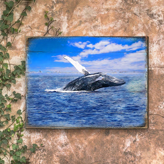 Whale Wood Wooden Coastal Wall Art by Nature Wonders - Coastal Sea-Life Decor - 95257B