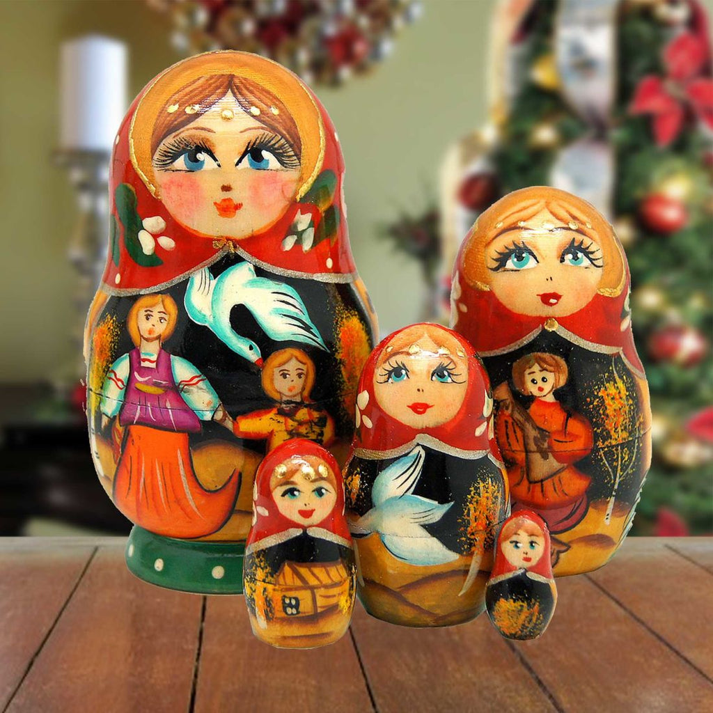 Fairy Tale Matreshka Nesting Hand-Painted Dolls Set of 5 by G. DeBrekht - Christmas Decor - 140070