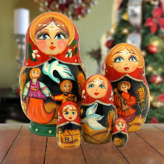 Fairy Tale Matreshka Nesting Hand-Painted Dolls Set of 5 by G. DeBrekht - Christmas Decor - 140070