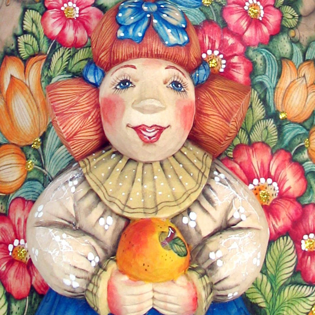 Summer Angel with Girl Hand-Painted WOODCARVED Masterpiece by G. DeBrekht - Nativity Holiday Decor - 251091