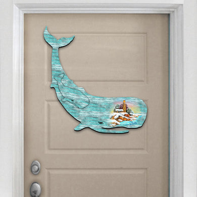 Whale Family Decorative Door Decor by G. DeBrekht - Coastal Holiday Decor - 8198516H
