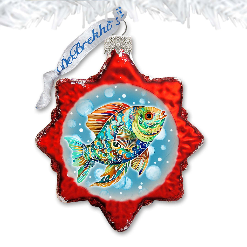 Coastal Decorations - Colorful Fish Keepsake Glass Ornaments by G. Debrekht - Christmas Decor - 777409