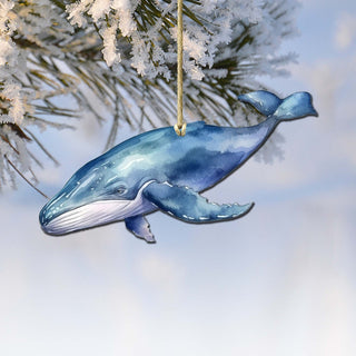 Blue Humpback Whale Wooden Ornaments by G.Debrekht - Wildlife Holiday Decor - 8710103-1
