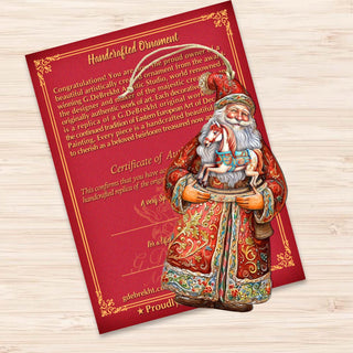 Santa's Nostalgic Rocking Horse Wooden Ornaments by G. Debrekht - Christmas Santa Snowman Decor - 8691414