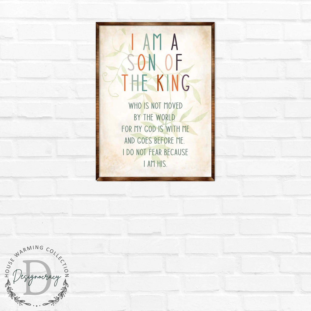 I Am a Son of the King - Wooden Religious art - Nursery wall art - Baby shower Gift - Contemporary decor - Religious wall art - 310341