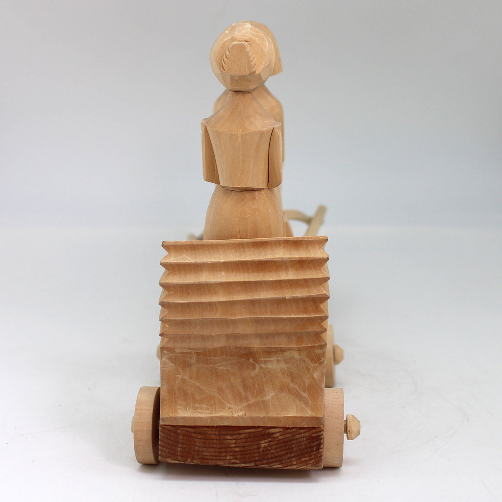 One-of-a-Kind The Horse Carriage Ride Wood Carved Figurine 12x7