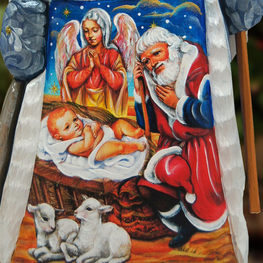 Santa Adoration Hand-Painted WOODCARVED Masterpiece by G. DeBrekht - Nativity Holiday Decor - 821598