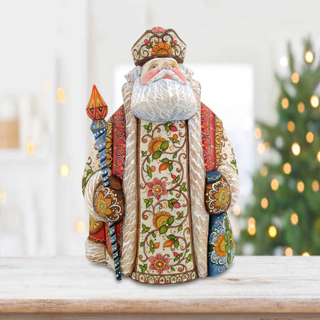 Treasured Trimming Santa Hand-Painted WOODCARVED Masterpiece by G. DeBrekht - Christmas Decor - 210111