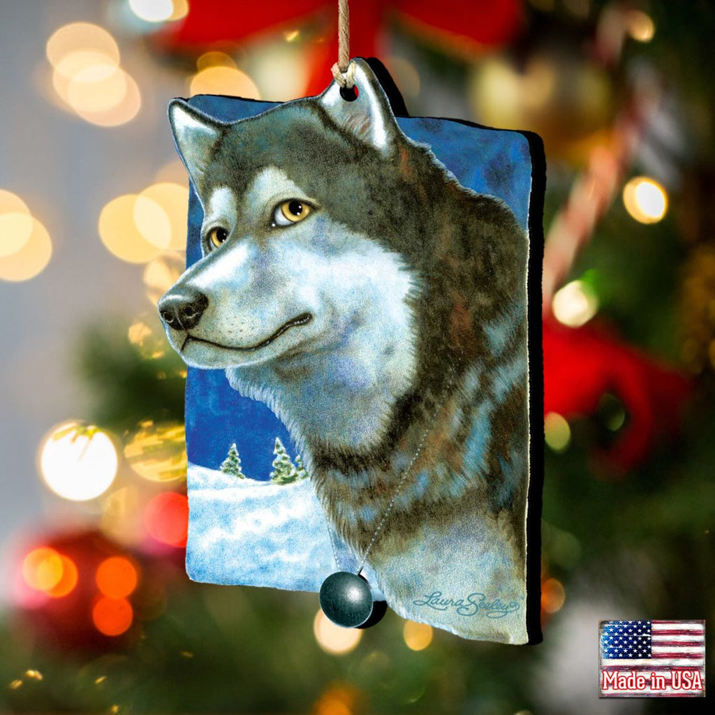 Snow Tracks Wooden Ornaments Pets by Laura Seeley - Pets Dog and Cats Decor - 8511014-LS