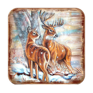 Deer's Wooden Cork Coasters Gift Set of 4 by Nature Wonders - Nature Wildlife Decor - 95212C-S4