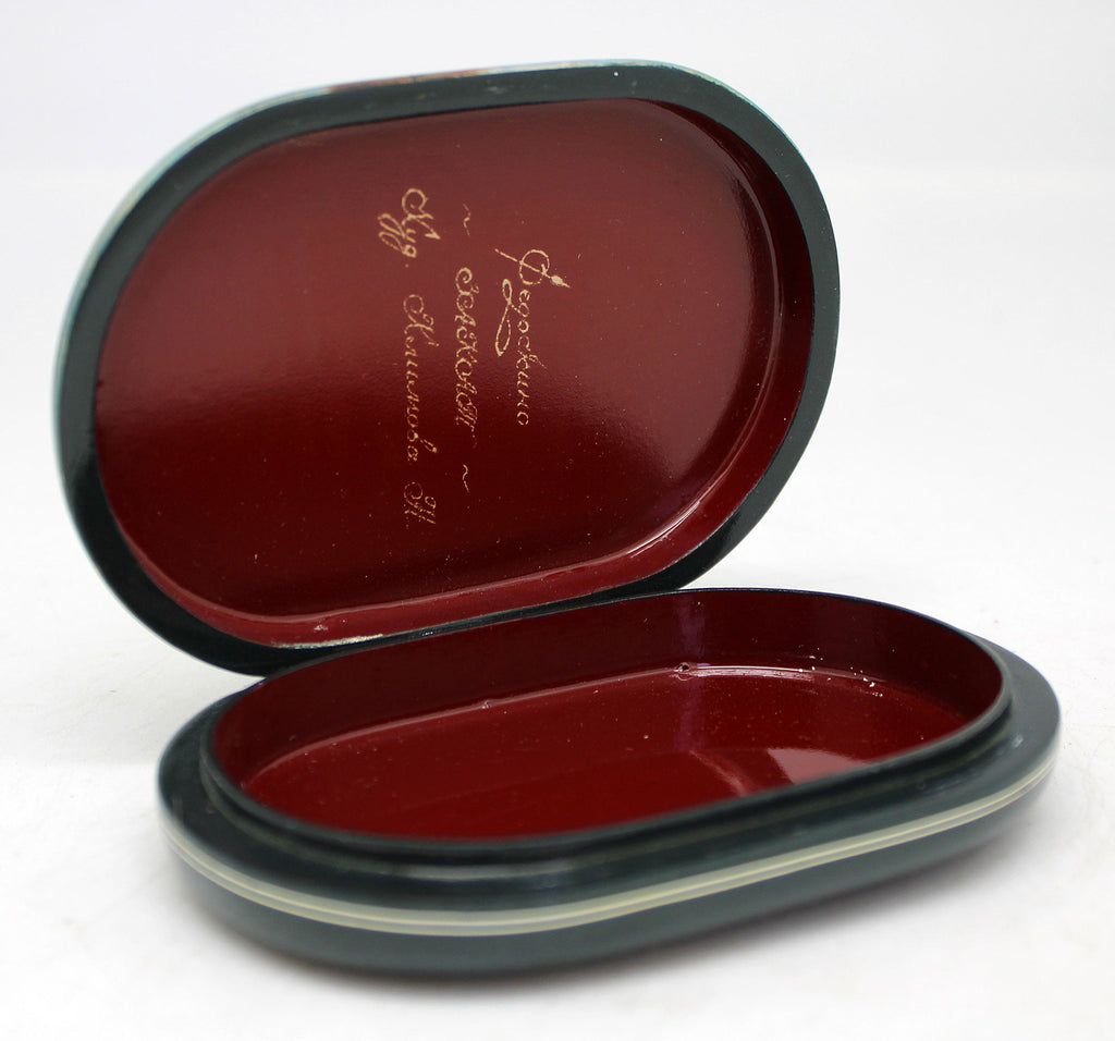 Handpainted One-of-a-Kind Papier Mache Lacquered Miniature Box 3 x 4.5 x 1