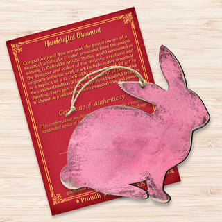 Pink Bunny Easter Wood Ornaments Pair - Designocracy - 81991341