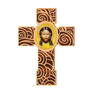 Holy Face Modern Wooden Cross by Museum Icons - Inspirational Icon Decor - 88218