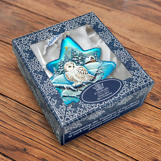 White Owl North Star Glass Ornament by G. DeBrekht - Wildlife Holiday Decor - 755-091