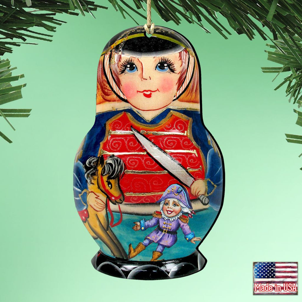 Nutcracker Nesting Doll Wooden Ornaments by G. DeBrekht - Christmas Decor - 8115151