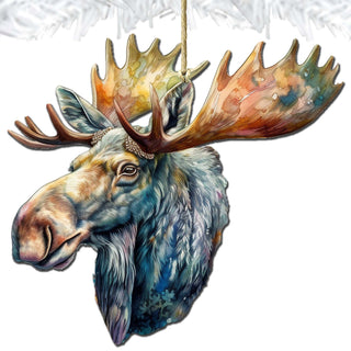 Alaskan Majestic Moose Wooden Ornaments by G.Debrekht - Wildlife Holiday Decor - 8710108-1