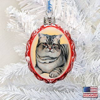 Grey Tab Mercury Glass Ornament by G. DeBrekht - Pets Dog and Cats Decor - 774016