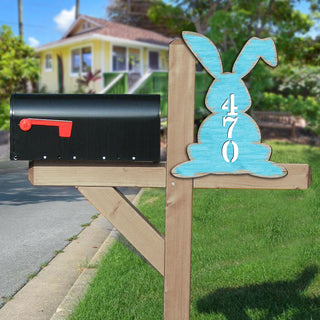 Bunny Easter Vertical Personalized House Number Sign - Easter Spring Decor - Handcrafted Wooden Address Sign - MA981343