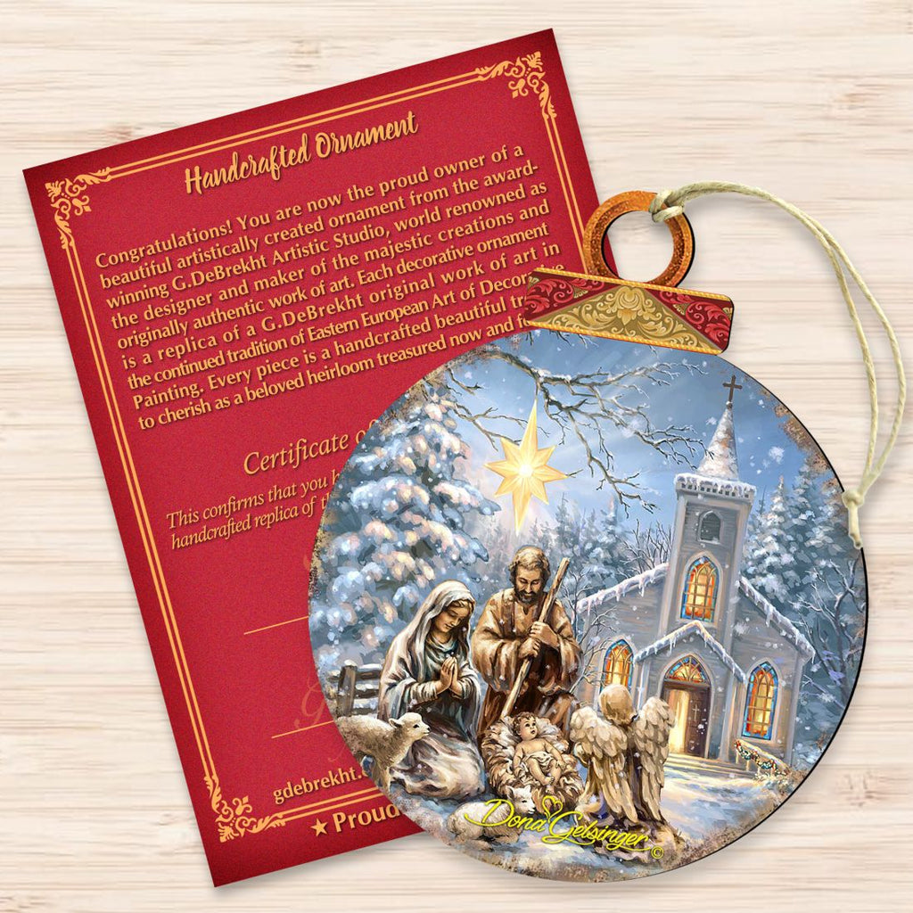 Nativity at The Chapel Wooden Ornaments by Gelsinger - Nativity Holiday Decor - 8021016-1606