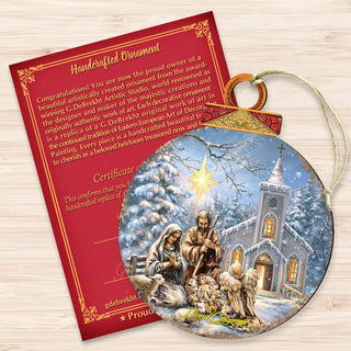 Nativity at The Chapel Wooden Ornaments by Gelsinger - Nativity Holiday Decor - 8021016-1606