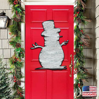 Rustic Happy Snowman Door Decor - Christmas Santa Snowman Decor - 8198801H