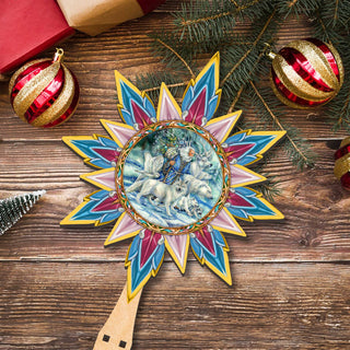 Cool Winds Father Winter Animals Tree Topper Wooden Decor by J. Bergsma - Santa Snowman Decor - 89521-JB