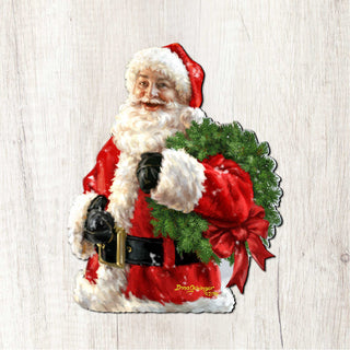 Santa Holiday Door Wreath by D. Gelsinger - Christmas Santa Snowman Decor - 8461015H-1513