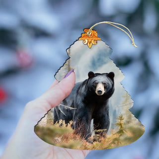 Alaskan Black Bear Tree Wooden Ornaments by G.Debrekht - Wildlife Holiday Decor - 870008