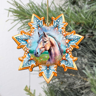 Horse Snowflake Large Wooden Ornament by G. Debrekht - Nature Wildlife Decor - 8688431M