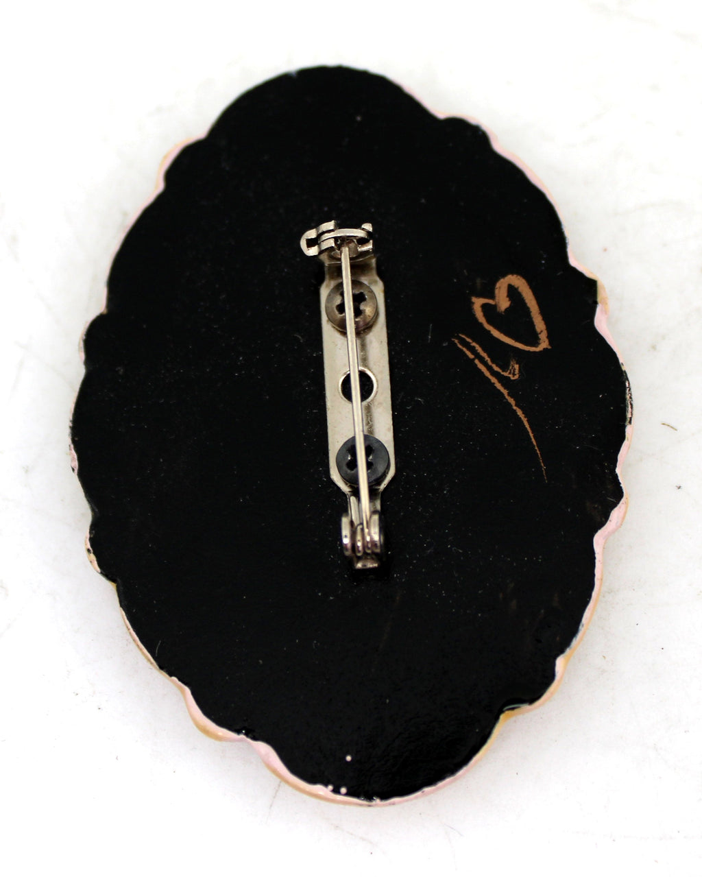 Handpainted Lacquered Miniature Jewelry Brooch Pin by G.DeBrekht Unique Handmade Gift Collectible and Home Decoration