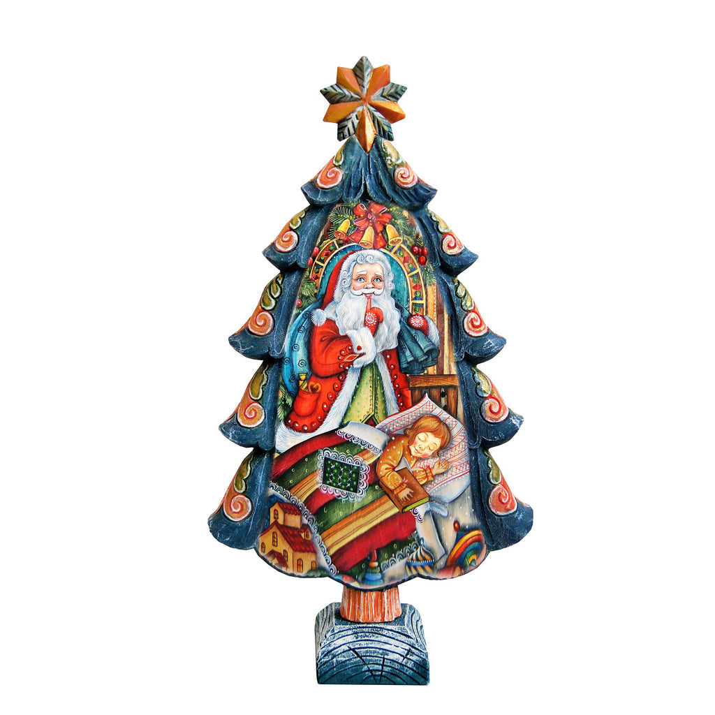 Christmas Night Tree Handcrafted Christmas Figurine - G. DeBrekht - Christmas Santa Snowman Decor - 588051M