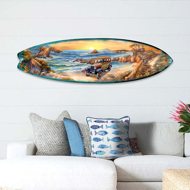 Sunrise at the Beach Surfboard Coastal Wall Art by G. DeBrekht - Coastal Holiday Decor - 8490124HS