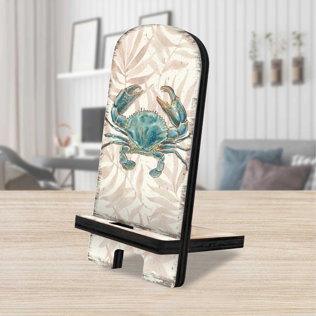 Vintage Crab Coastal Cell Phone Stand Wood Mobile Tablet Holder Charging Station Organizer - 892046