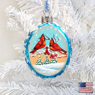 Winter Cardinals Mercury Glass Ornament by G. DeBrekht - Wildlife Holiday Decor - 771014