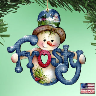 Frosty Wooden Ornaments by Jamie Mills-Price - Christmas Santa Snowman Decor - 8457505