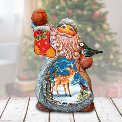 Little Deer Tiny Tale Santa Handcrafted Christmas Figurine - G. DeBrekht - Christmas Santa Snowman Decor - 561647
