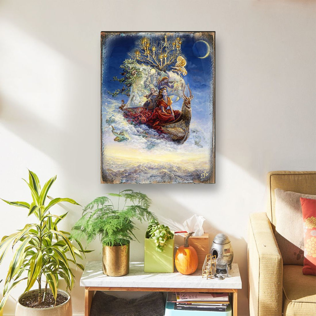 Ship of Dreams Fantasy Wooden Wall Art by Josephine Wall - Fantasy Decor - 852137-JW