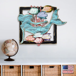 Mermaid in Frame Rustic Wooden Wall Decor by G. DeBrekht - Coastal Sea-Life Decor - G98514S