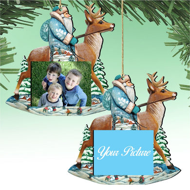 Santa on Reindeer Christmas Picture Frame Ornaments - Ornament for Photo - Christmas Decor - 8151123PF
