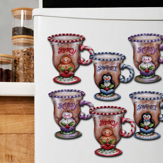 Sweet and Spicy Season Decorative Eco Wood Magnets Set of 6 by Jamie Mills-Price - Christmas Decor - 8090053G-S6