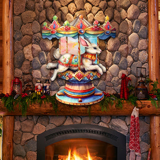 Carousel Bunny Holiday Door Decor by G. Debrekht - Christmas Decor - 8611084H
