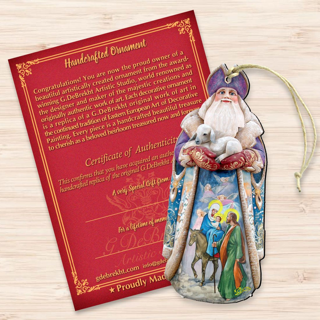 Santa and the Guardian Angels Wooden Ornaments by G. DeBrekht - Christmas Santa Snowman Decor - 811832