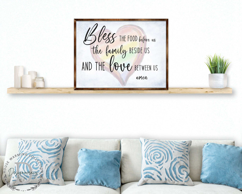 Bless the Food Before Us - Wooden Kitchen Blessing - Verse Wall Decor - Contemporary Decor - Script Wall Art - Meal Prayer Sign - 310333