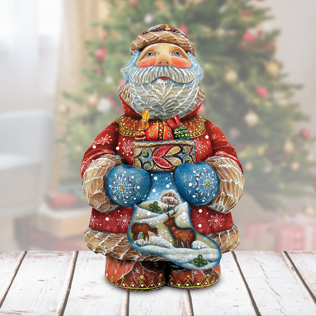 Treasures Keeper Santa - Christmas Figurine by G. Debrekht Reserve - Unique Handpainted Christmas Santa Claus Handmade in the USA - 518212